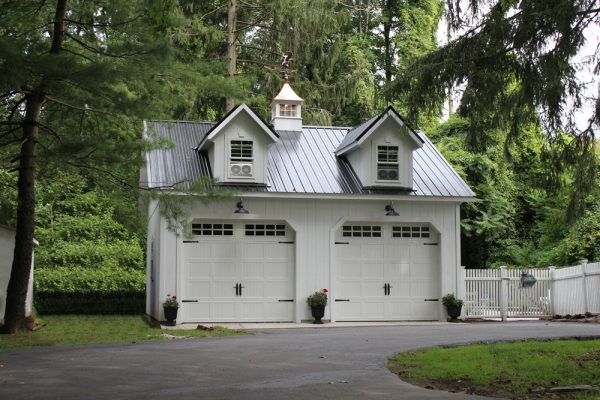 2 story carriage house in white