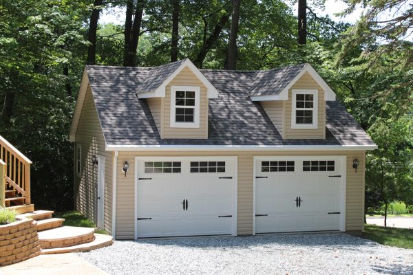 cream 2 story carriage house