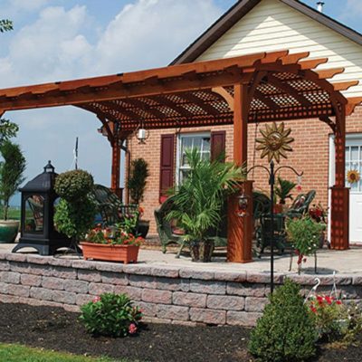 Hearthside Pergola with greenery